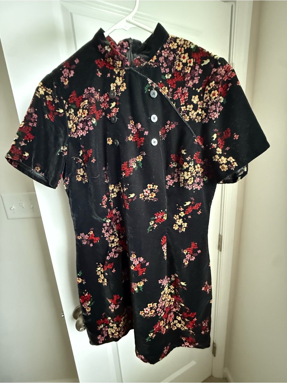 Obey Velvet Black Floral Mini Dress